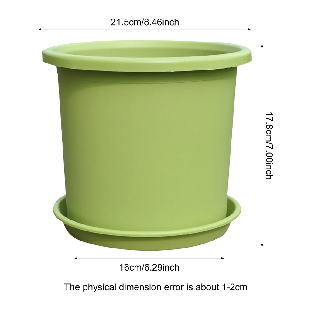 Thickened Resin Flowerpot With Tray Big Vase Rose Hydrangea Planting Pot Home Balcony Decoration Four Seasons Gardening Supplies