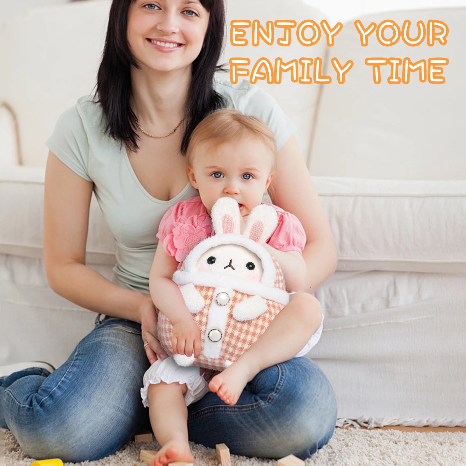 Stuffed Animals Bunny Toys for Kids 12.6 Inch Bunny Plush Knitted Toys with Cute Costume Christmas Birthday Easter Presents