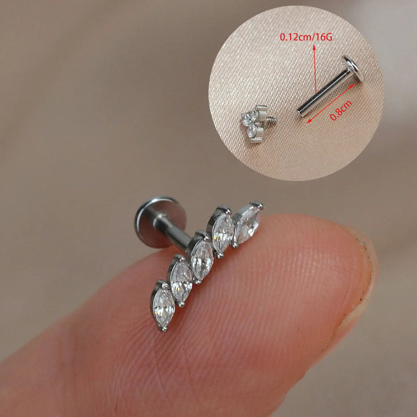 1Piece 16G Titanium Steel CZ Leaf Bee Piercing Lip Labre Studs Tragus Helix Cartilage Couch Lobe Earrings Body Jewelry For Women