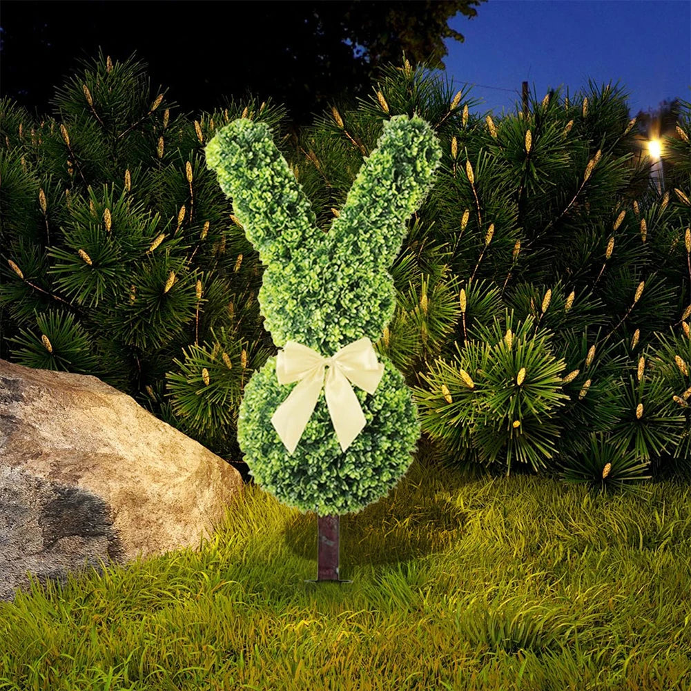 Easter Artificial Bunny Topiary Tree Sunburn Resist Rabbit Topiary Tree Pot for Outdoor Indoor Yard Lawn Festival Decoration