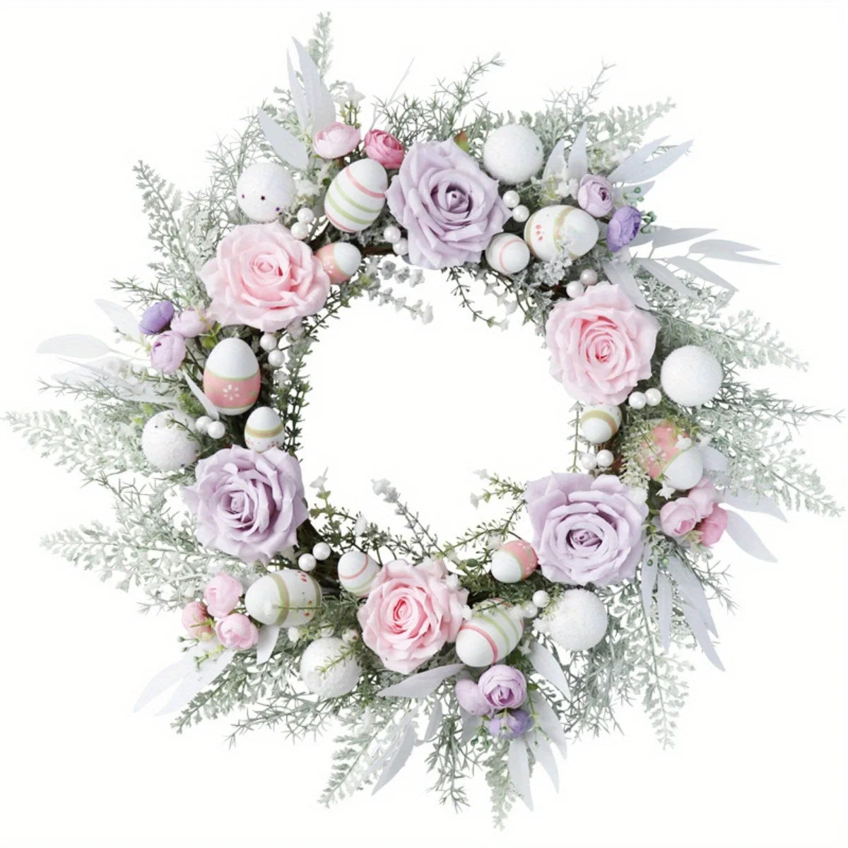 Easter Egg Wreath, 21.6in Spring Easter Wreaths for Front Door Home Wall Hanging Decorations, Easter Wreath for Window