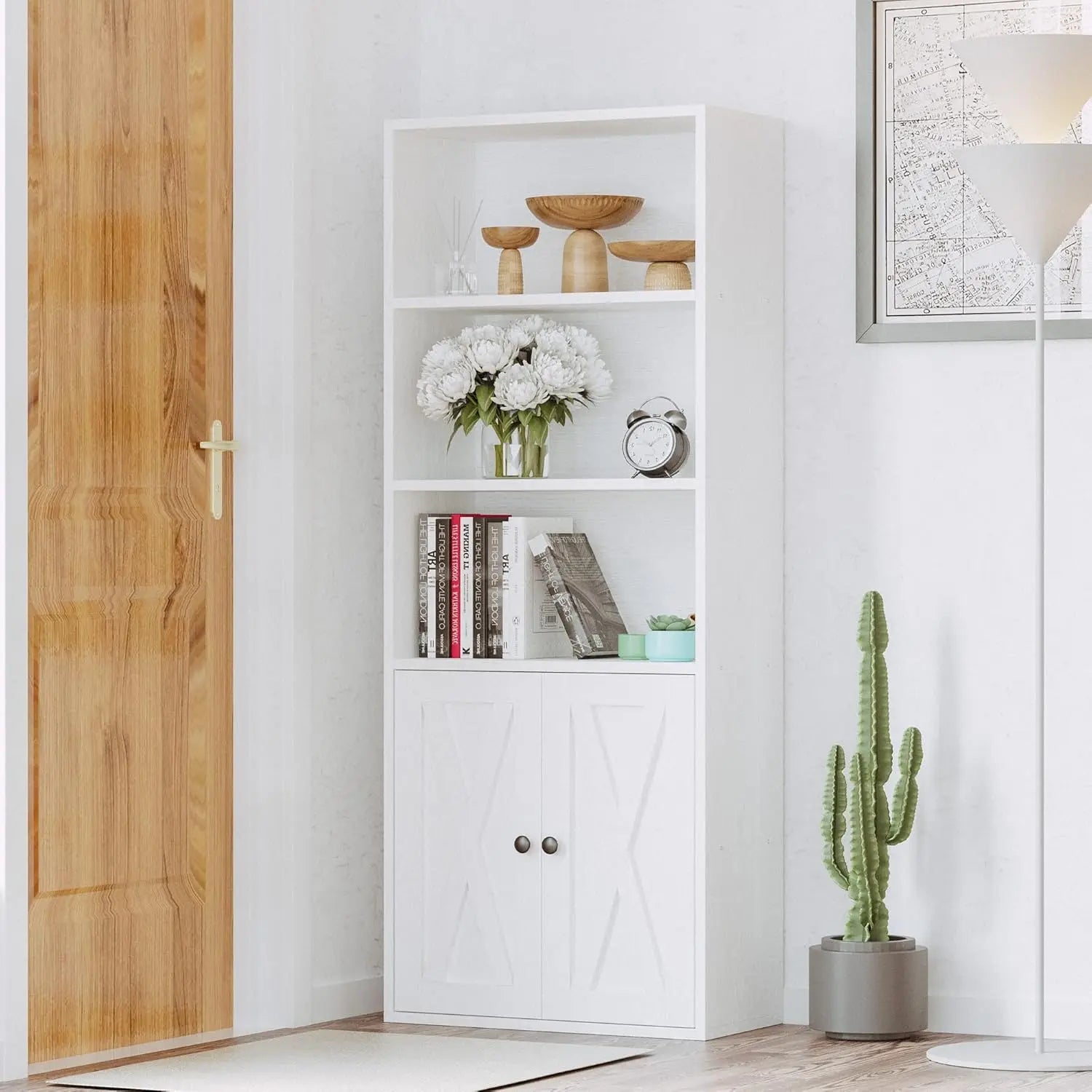 IRONCK Industrial Bookshelves and Bookcases with Doors 11.8 in Depth Floor Standing 5 Shelf Display Storage Bookcase Shelves