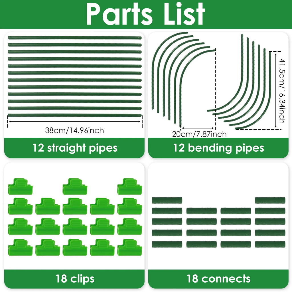 12 Set Steel Greenhouse Plant Hoops Durable Reusable DIY Seedling Arch Shed Bracket for Garden Vegetable Grow Tunnel Support New