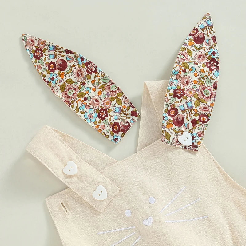 Adorable Infant Easter Romper Sweet Ruffle Sleeve Round Neck Chick Jumpsuit with Bow Detail