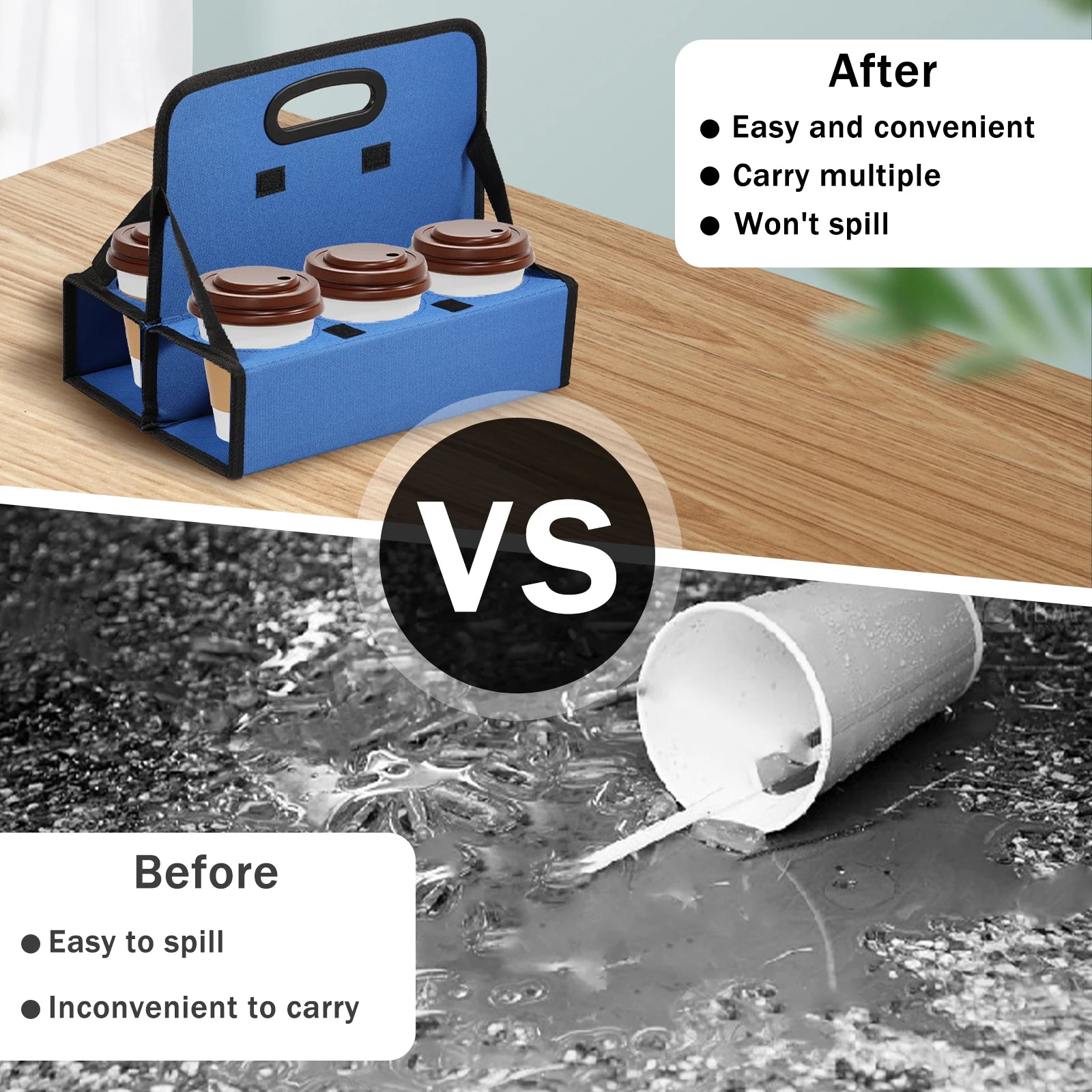Oxford Cloth Drink Delivery Carrier 6 Cup Coffee Carrier Foldable Soft Drinks Carrier Wear Resistant Reusable Portable Drink