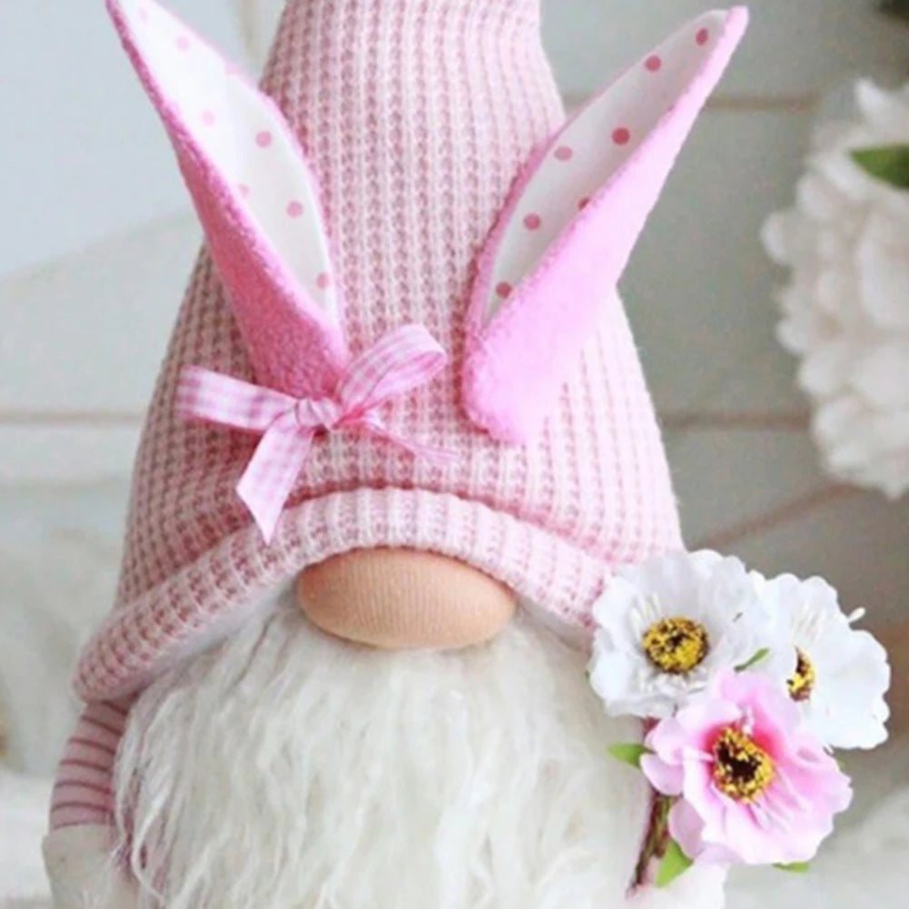 2Pcs Rabbit Ear Faceless Gnome with Knitted Hat Easter Bunny Ear Gnomes Toy Festival Theme for Bedroom Living Room Decor