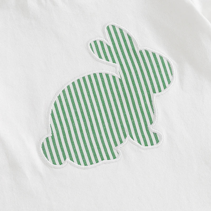 Toddler Boy Easter Bunny Carrot Print Short Sleeve T-shirt and Plaid Shorts Set for Spring Holiday Outfit