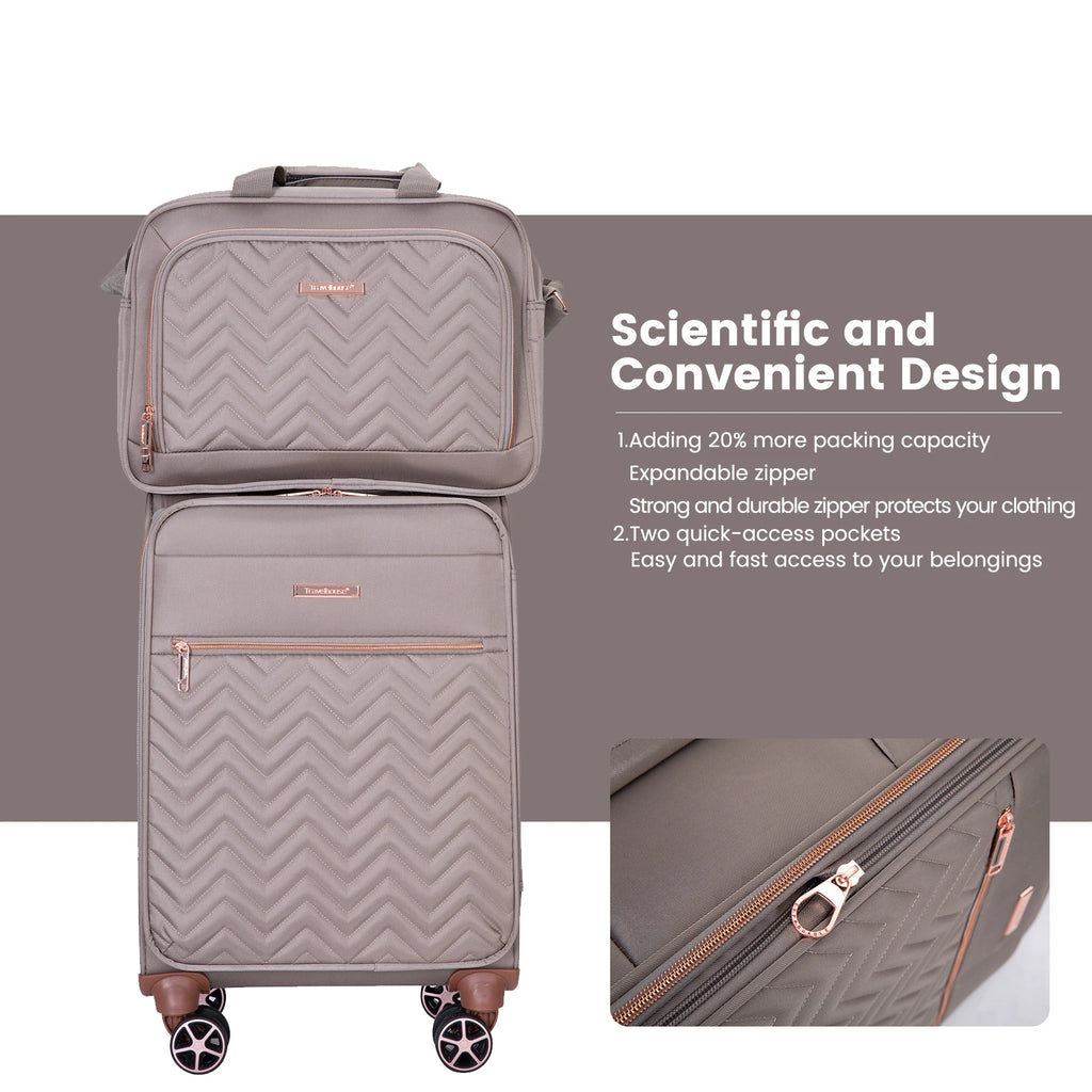 Travelhouse 4 Piece Luggage Set Softside Expandable Lightweight Suitcase with Double Spinner Wheels