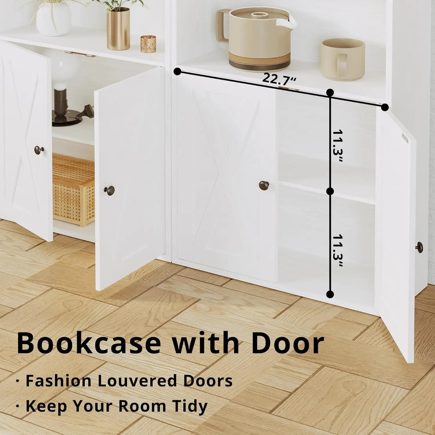 IRONCK Industrial Bookshelves and Bookcases with Doors 11.8 in Depth Floor Standing 5 Shelf Display Storage Bookcase Shelves