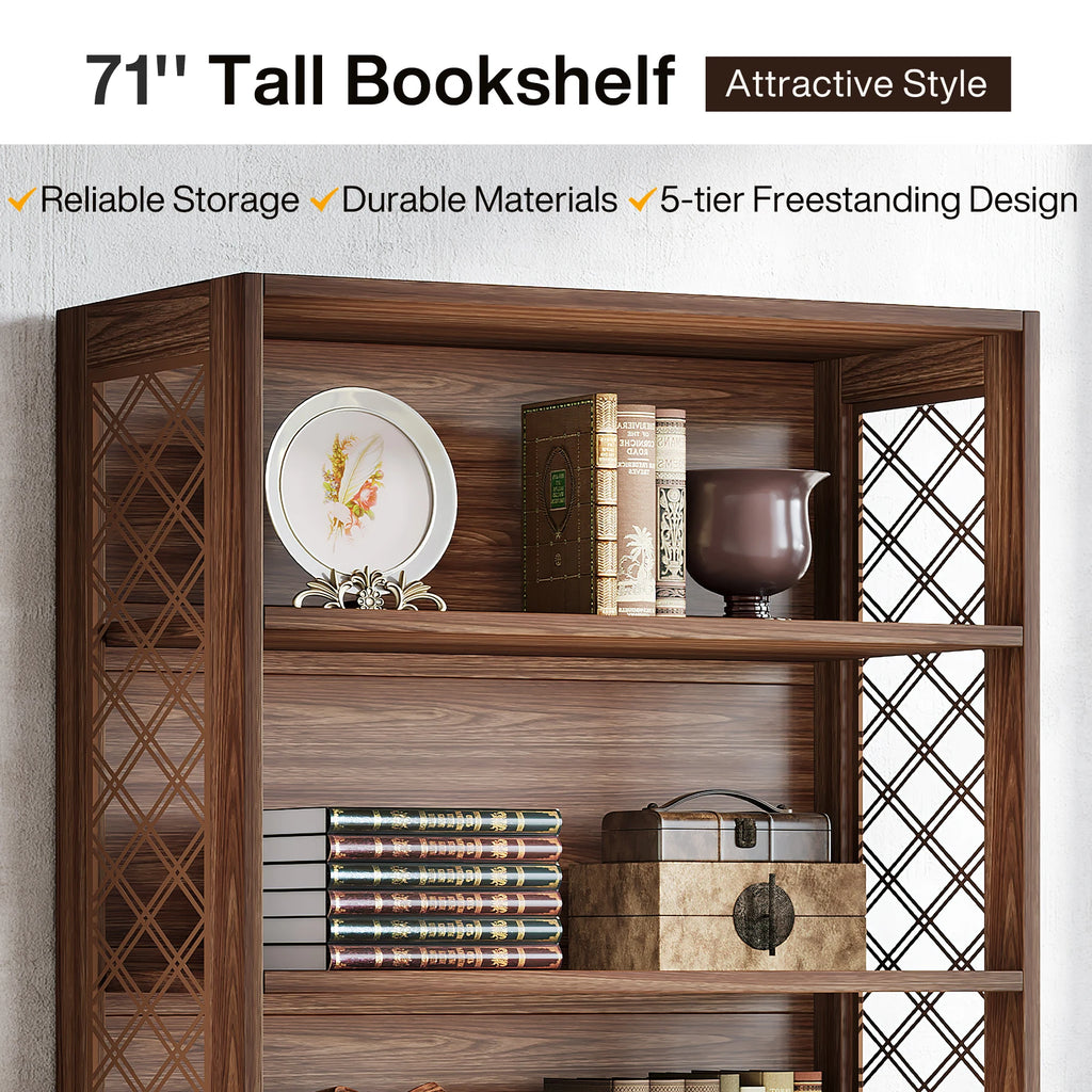 Tribesigns 6-Tier Bookcase, 71 Inches Industrial Bookshelves and Bookcases, Floor Standing 5 Shelf Display Storage Shelves