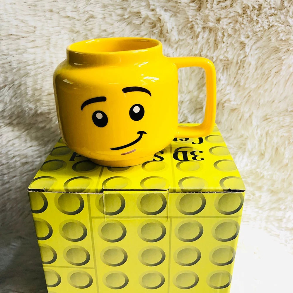 Expression Ceramic Mug 250ML Cute Coffee Cups Drinkware Figurine Head Smiling Face Tea Drinking Cup Children Christmas Gift 머그컵