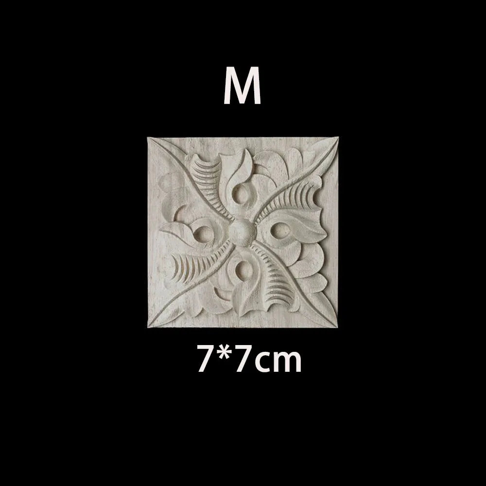 Unique Natural Floral Wood Carved Onlays and Appliques Wood Figurines for Decor Home Decoration Accessories wood furniture decal