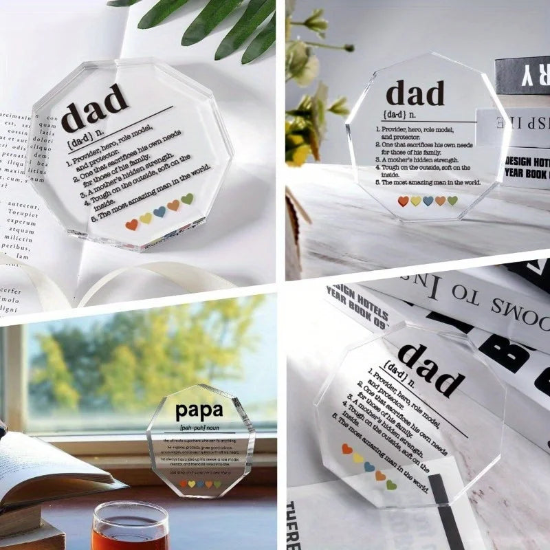 Father’s Acrylic Decorative Sign:"Dad Definition"Gift – Thank You/Birthday/Christmas (for Dad/Stepdad/Bonus Dad,from Kids/Wife).