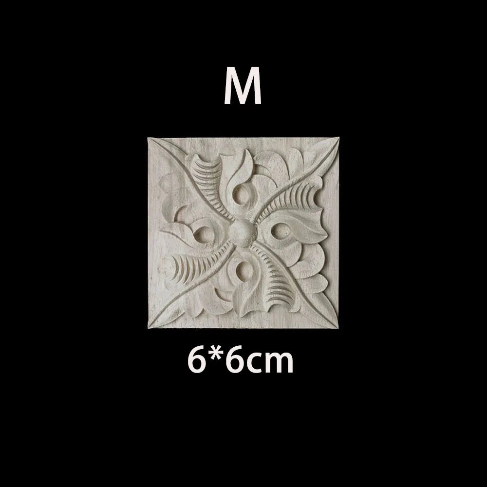 Unique Natural Floral Wood Carved Onlays and Appliques Wood Figurines for Decor Home Decoration Accessories wood furniture decal