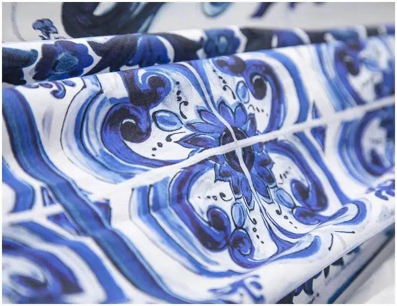 JAMERARY Summer Blue And White Porcelain Flower Printing Floral Long Dress Women Straps Zipper Elastic Backless Midi Vestidos