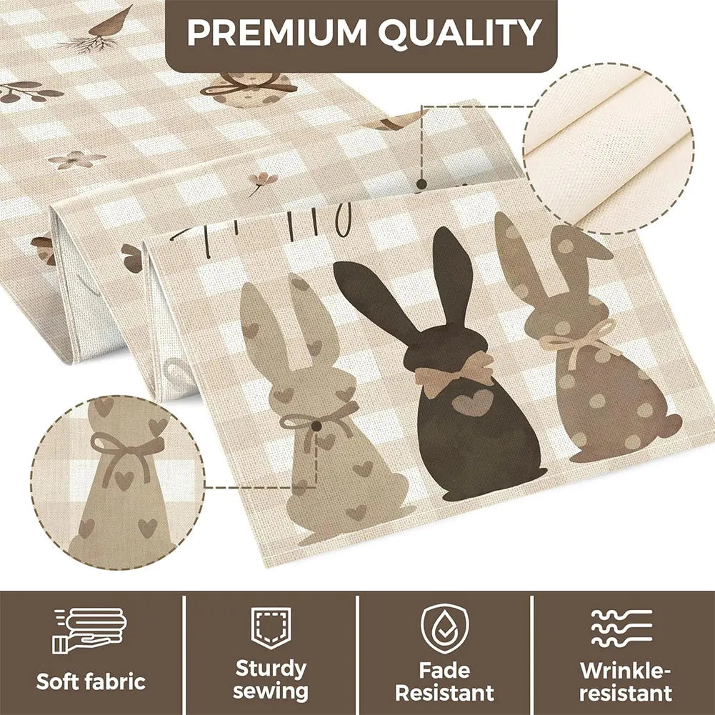 Easter Bunny Linen Table Runner Bunny Dining Table Cloth Placemat Easter Bunny Spring Linen Table Runner Holiday Party Decor