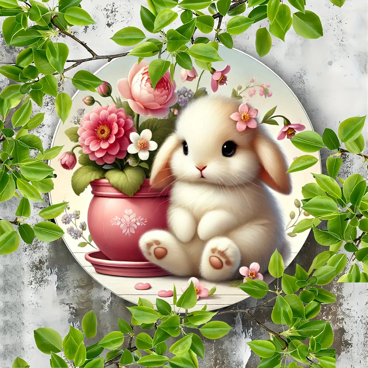 Rustic Easter Bunny Basket Wreath Aluminum Sign - Metal Plaque for Home Decor, Artistic Craft & Scrapbooking Supplies