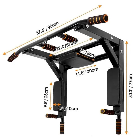 Wall Mounted Pull Up Bar Dip Stand, Indoor Home Gym Workout Equipment, 200kg Load-bearing Dip Station