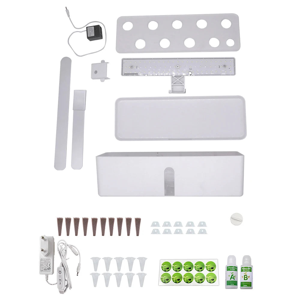 Smart Hydroponics Growing System Kit Automatic Timing with Height Adjustable 15W LED Grow Lights 2L Water Tank for Indoor Garden