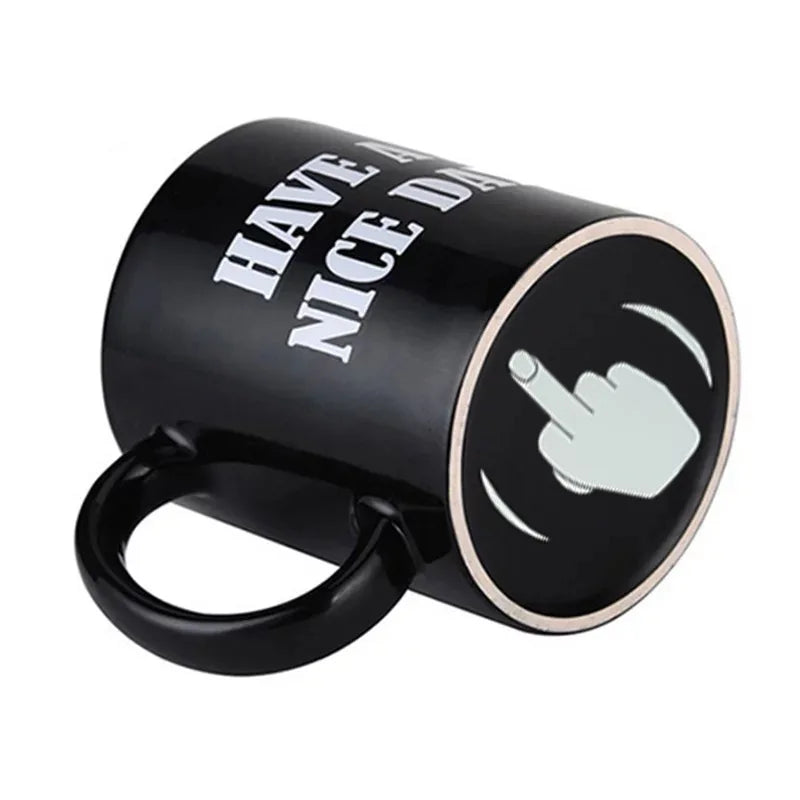 Ceramic Coffee Mug with Vertical Middle Finger Creative Relaxed Friendly Hand Milk Tea Cup New Style Office Mug Drinkware Gift