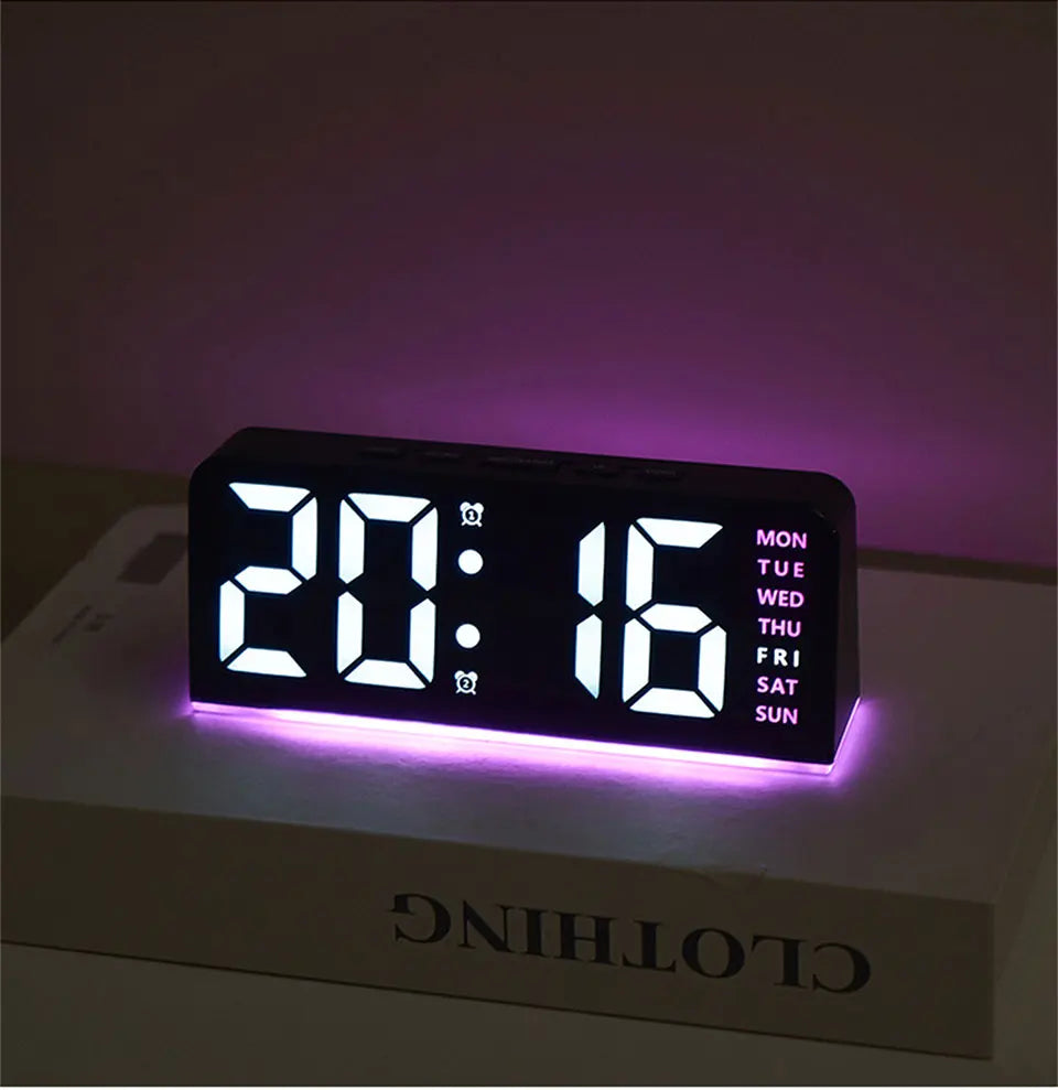 Digital LED Alarm Clock Desktop Table Clock Night Light with Time Temperature Display Backlight Snooze Clock Modern Decor