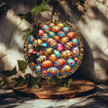Easter Egg Aluminum Foil Engraved Art Plate, Round Resin Wreath Decor, Metal Embossed Ornament for Home & Dorm - Pack of 1