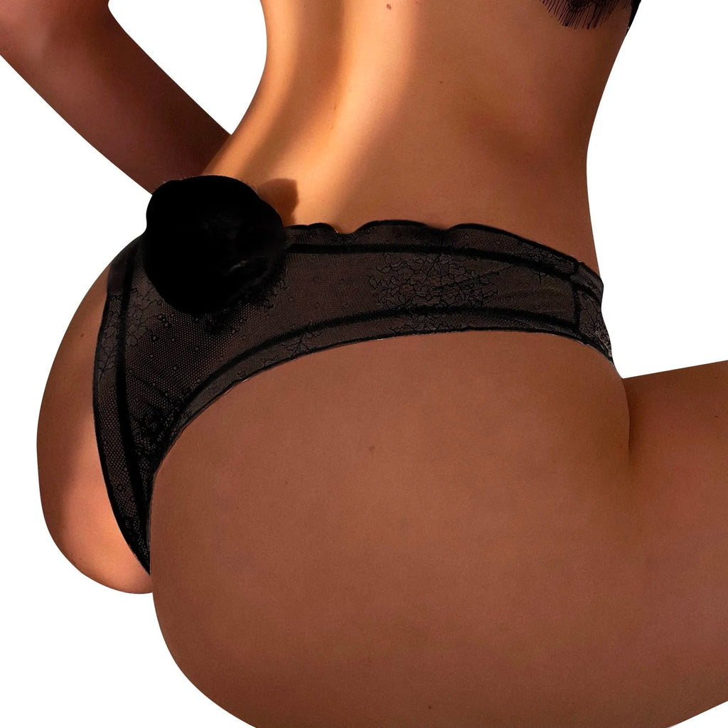 Women Lace Mesh Cotton Thongs Panties Sexy Rabbit Tail Waist Female Underpants Pantys Lingerie Vintage Lingerie for Women