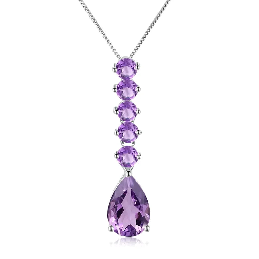 GEM'S BALLET 8.70Ct Natural Amethyst Long Pendant 925 Sterling Silver Gemstone Necklaces & Pendants For Women Fine Jewelry