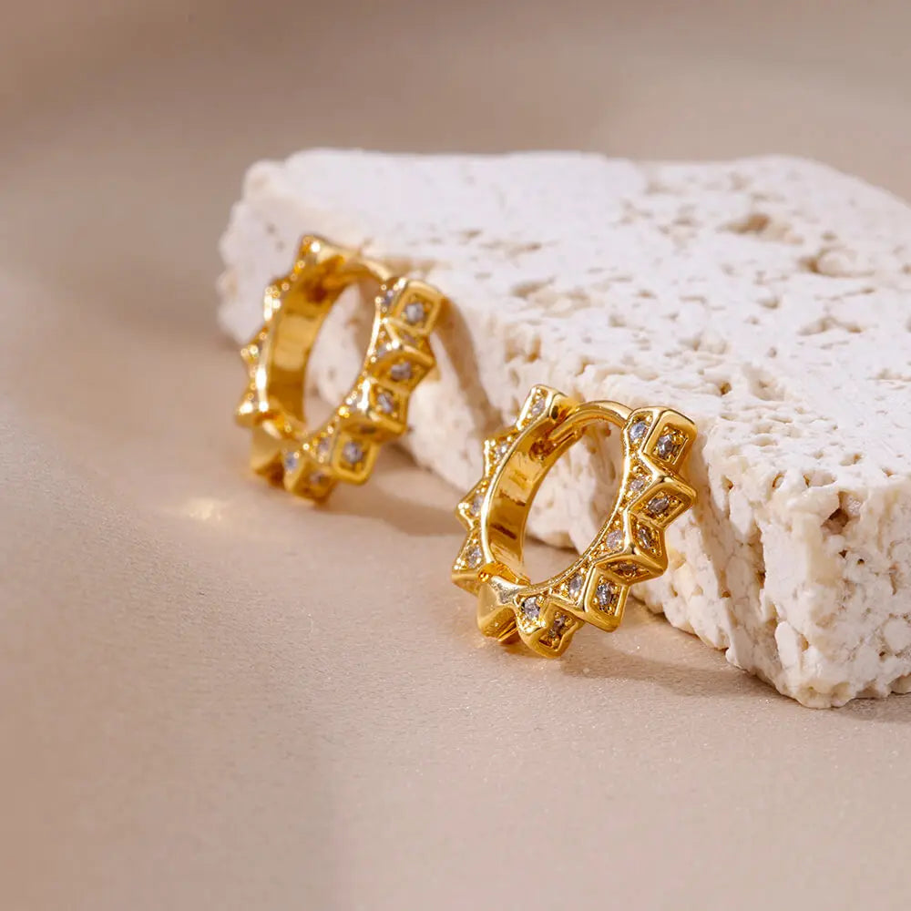 Triangle Zircon Hoop Earrings For Women Stainless Steel Earring Luxury New in Design Wedding 2023 Trending Jewelry aretes mujer