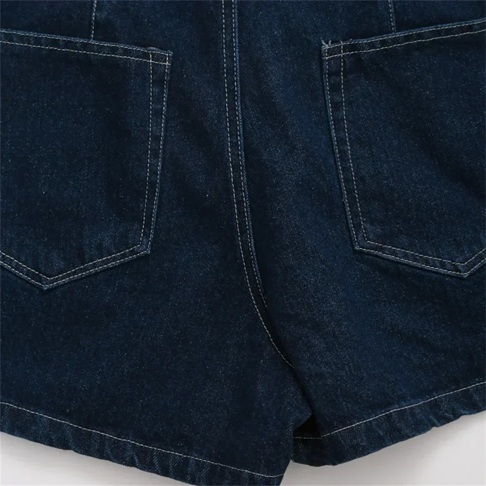 Summer New Women's Fashion Temperament Casual Versatile V-neck Short Denim Shirt Double Breasted Denim Skirt Suits Outfits