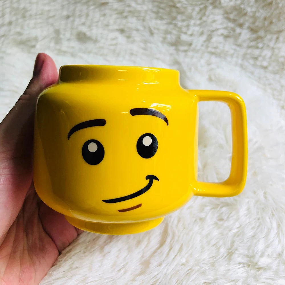 Expression Ceramic Mug 250ML Cute Coffee Cups Drinkware Figurine Head Smiling Face Tea Drinking Cup Children Christmas Gift 머그컵