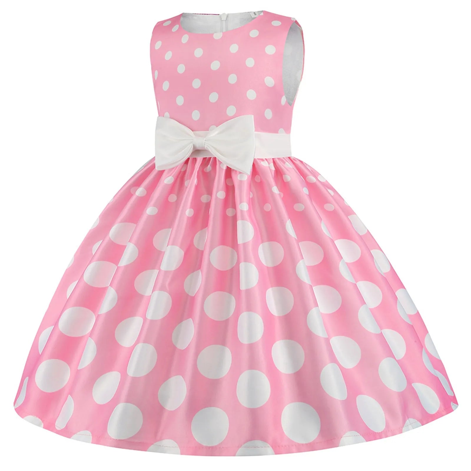 Kids Girls Vintage Dress Easter Polka Dots Print Dress Daily Birthday Dress Short Sleeve 1950s Princess Dress