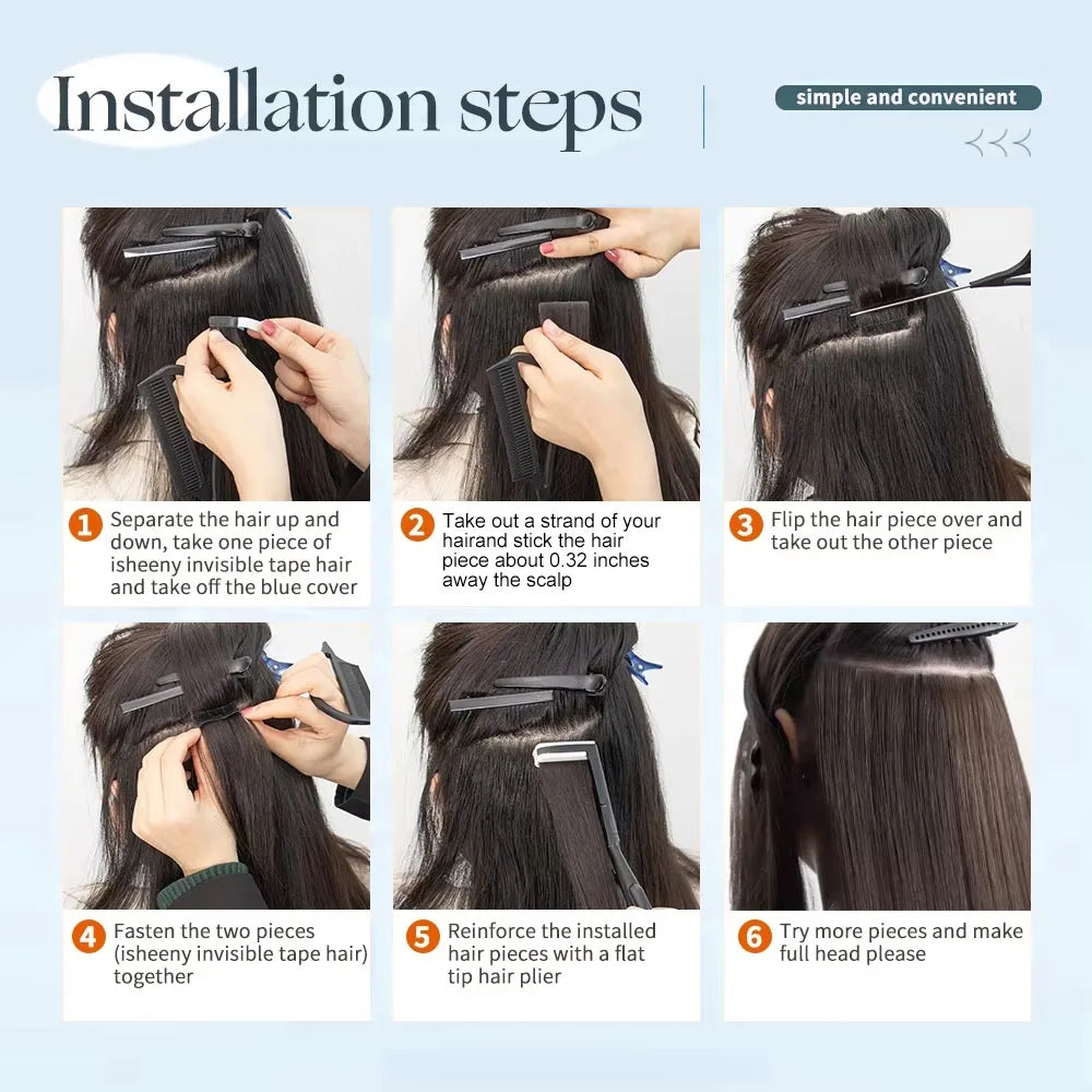 25 pcs Straight Tape In Hair Extensions 100% Human Hair 30 Inch Brazilian Invisible Seamless Weft PU Tape In Raw Hair Extensions