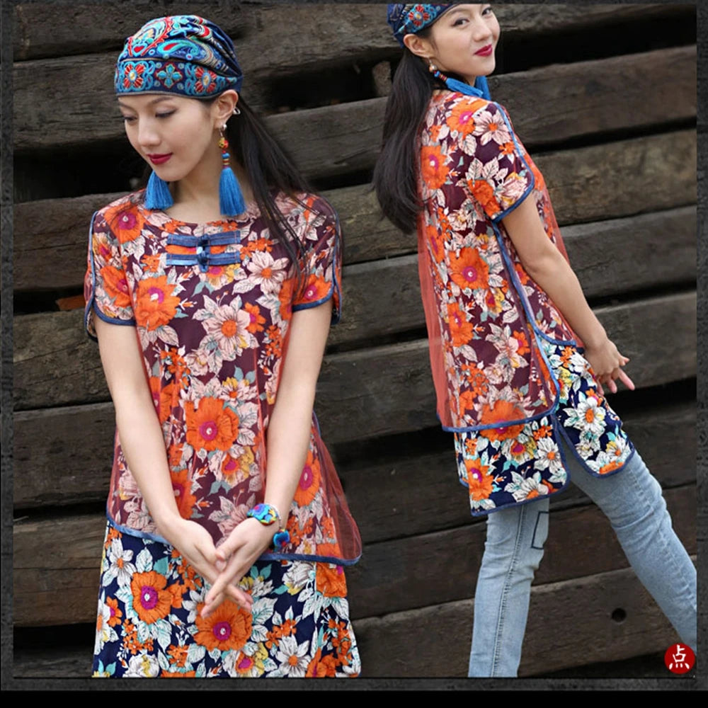 Women Mexican Style Ethnic Vintage Embroidery Flowers Hat Red Print hats for women Beanies Hats