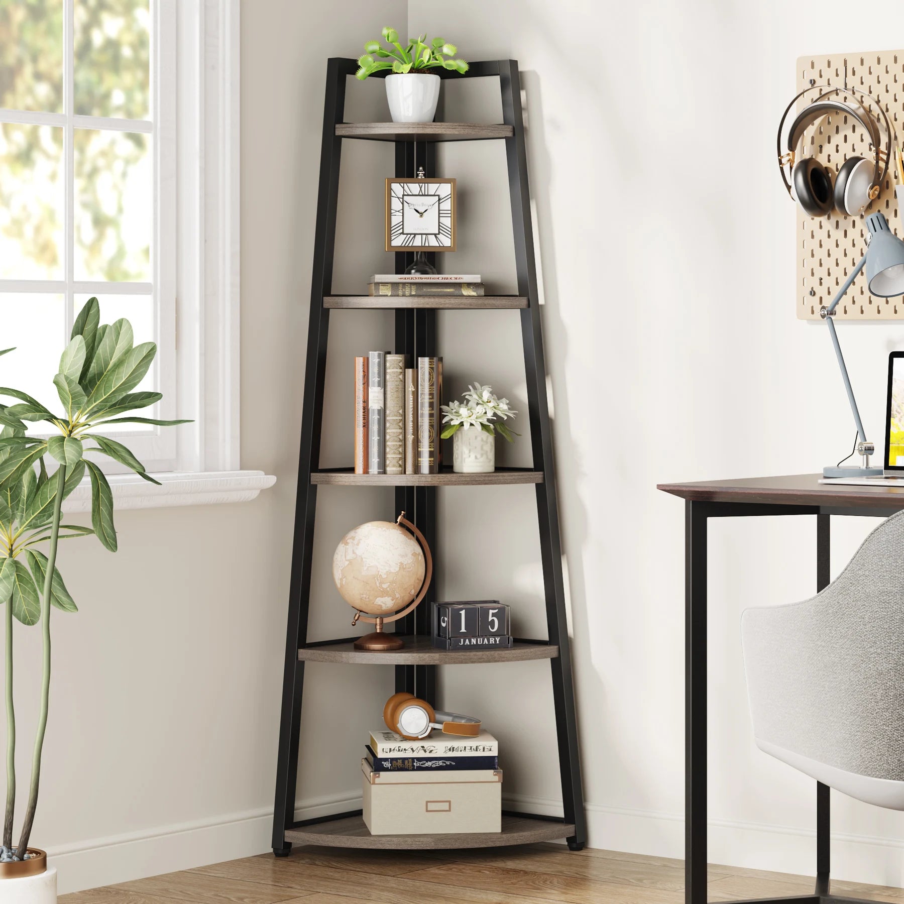 Tribesigns Bookcase Corner Book Shelf Rack Wood Bookshelf Storage Shelves