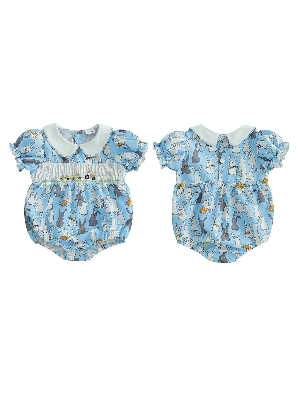 Toddler Girls Floral Print Ruffle Sleeve Rompers Easter Outfit Bunny Ear Headband Set Summer Jumpsuits Playsuits