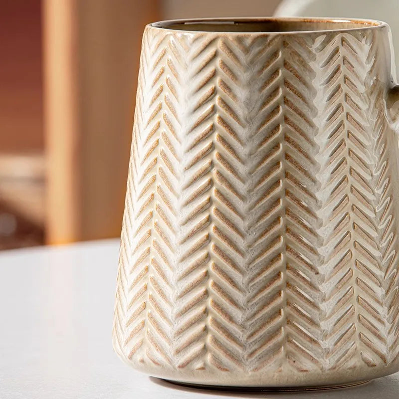 760ml Creative Retro style Mug breakfast cereal milk cute ceramic cup daily household insulated coffee tea cup with spoon