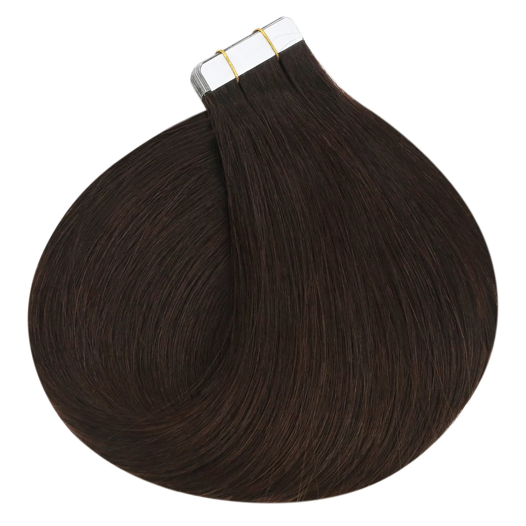 Ugeat Human Hair Tape in Extensions Brown Hair Extensions Real Human Hair Dark Brown Remy Hair Invisible Double Sided