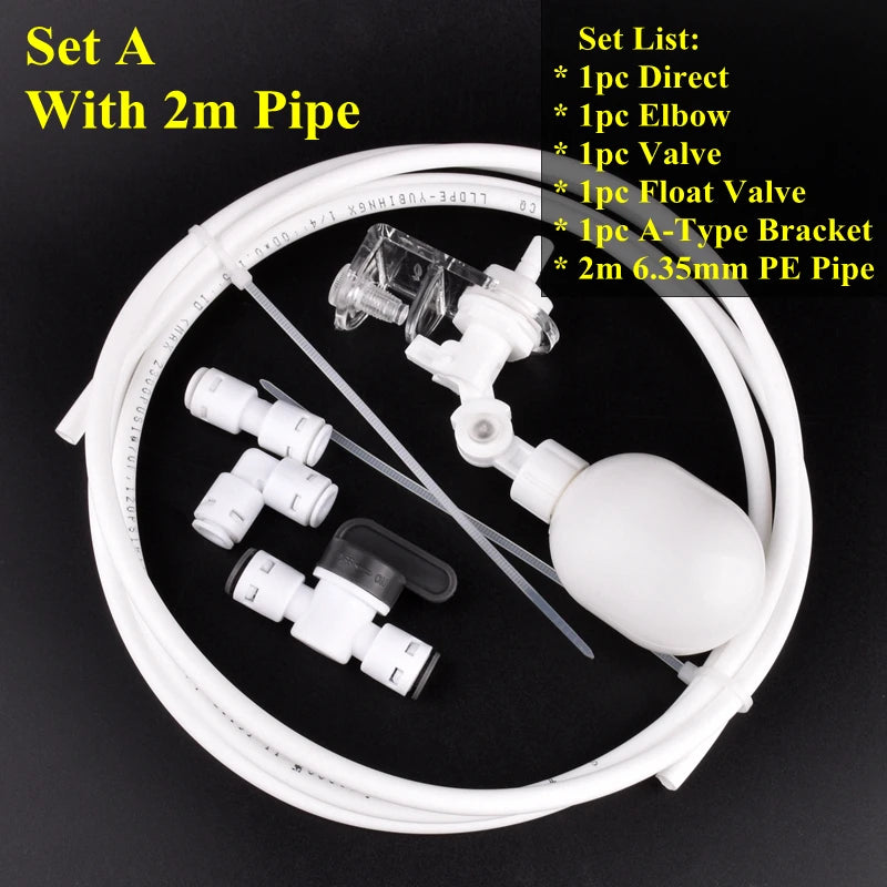 1/4" 6.35mm Water Dispenser Ball Float Valve Aquarium Tank Automatic Water Refill Ball Cock Adapter Adjustable Height Floatvalve