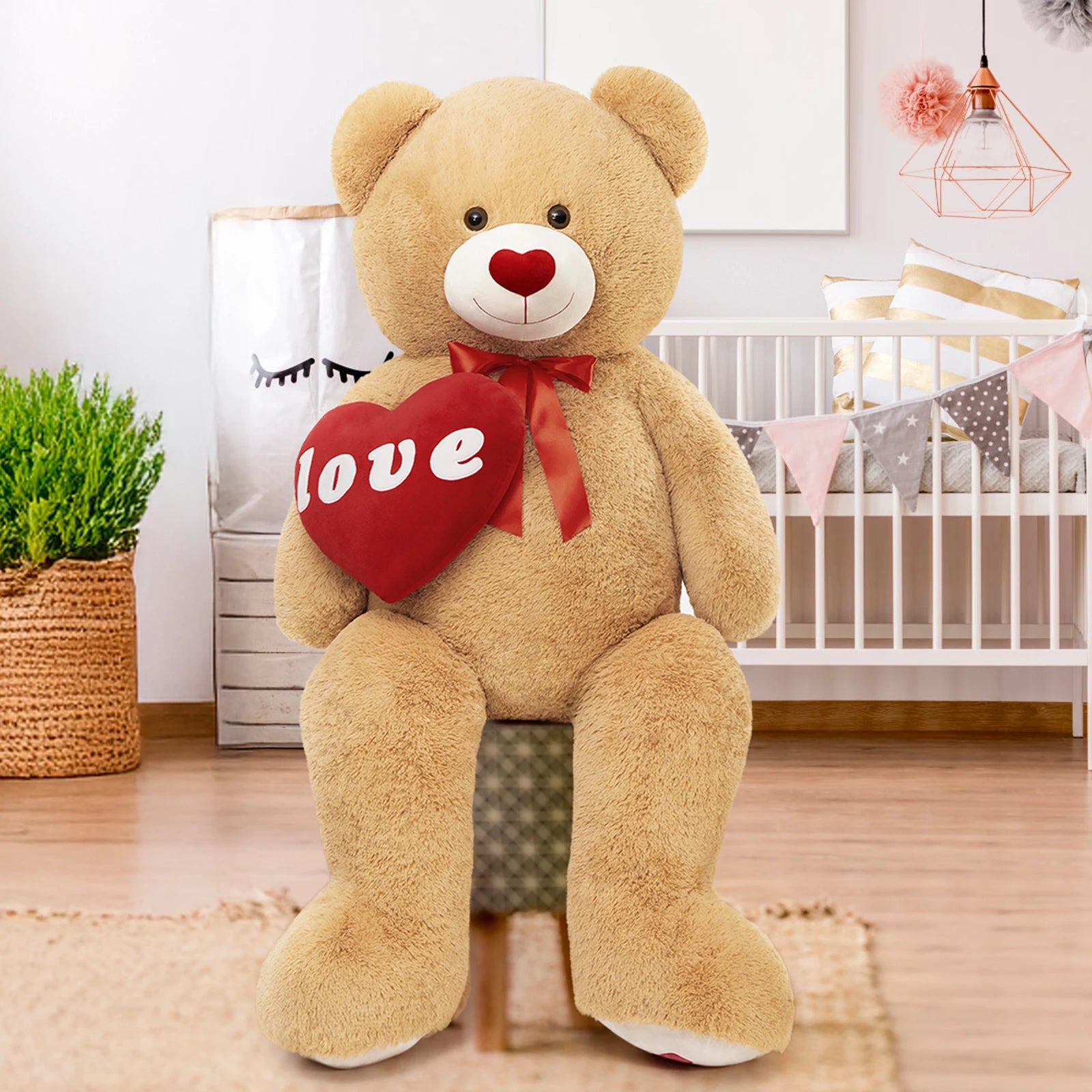 MorisMos 5 Ft Giant Teddy Bear, I Love You Huge Bear Plush for Girlfriend, Jumbo Love Heart 5 Feet Stuffed Animal Gifts for Boy