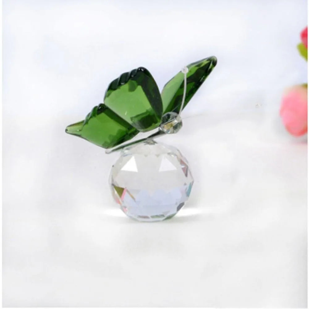 Creative White Crystal Crystal Butterfly Cute Handmade Miniature Figurines Glass Art Vivid Butterfly Ornament Home Decoration