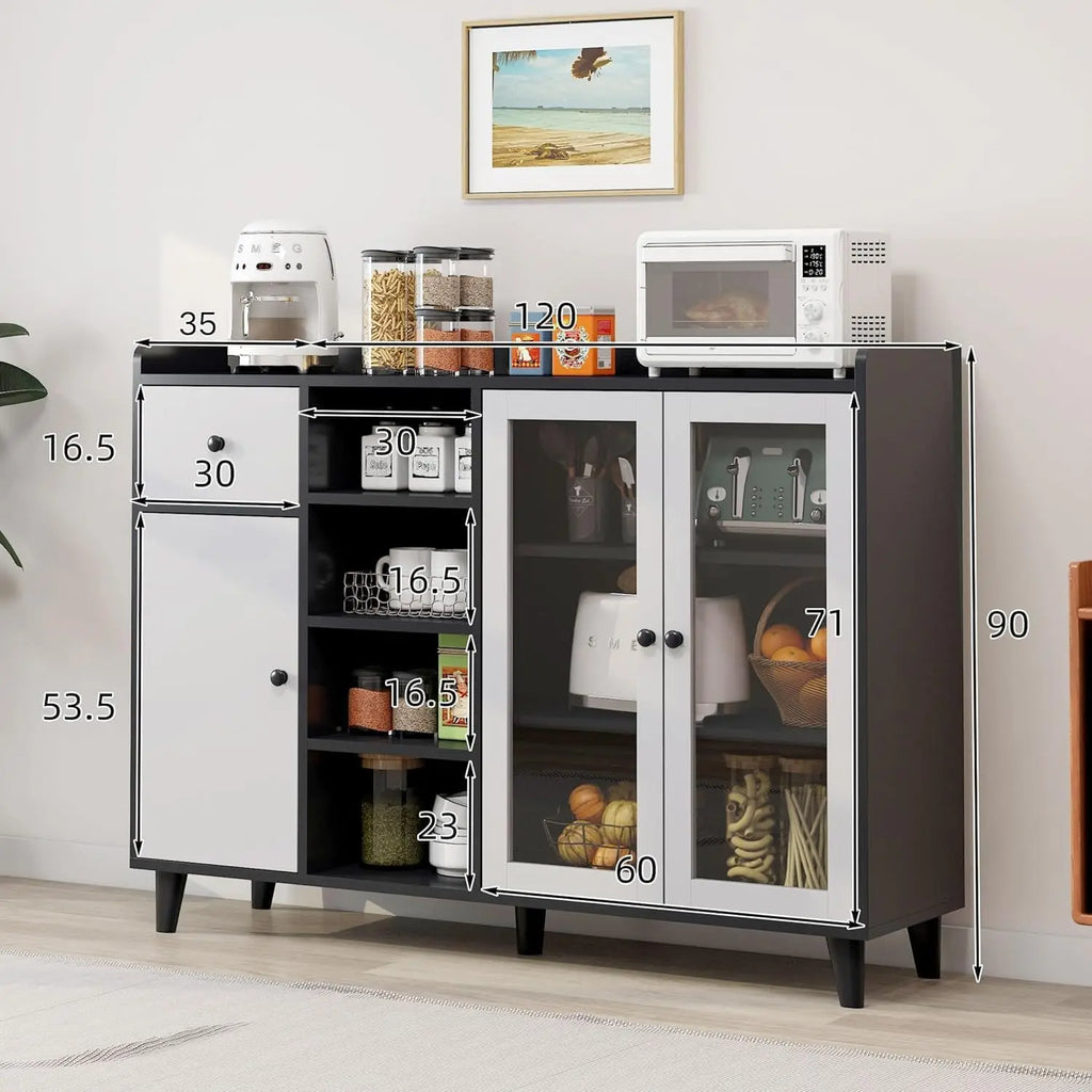 Kitchen Storage Cabinet Buffet Cabinet Coffee Corner Bar Cabinet with Door Functional Cabinet for Kitchen, Dining, Living Room(Z