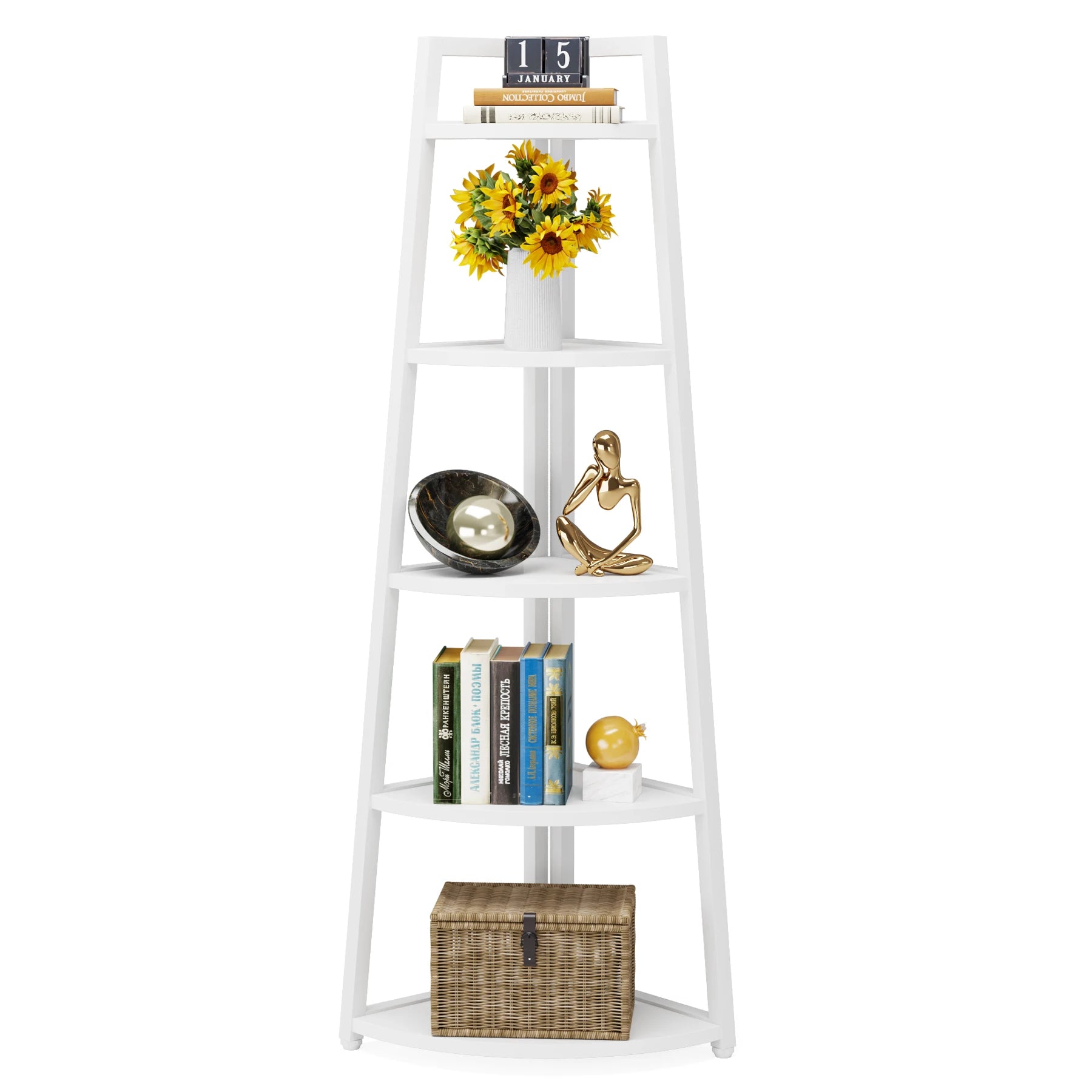 Tribesigns Bookcase Corner Book Shelf Rack Wood Bookshelf Storage Shelves