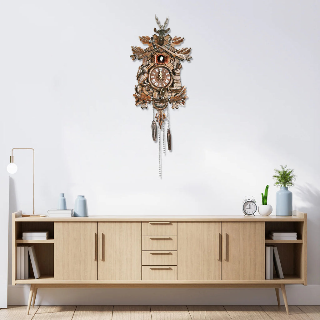 Forest Nordic Style Retro Cuckoo Wall Clock Wall Clock Cuckoo Wall Clock Wooden Hanging Wall Clock Bird Clock tea room parlor