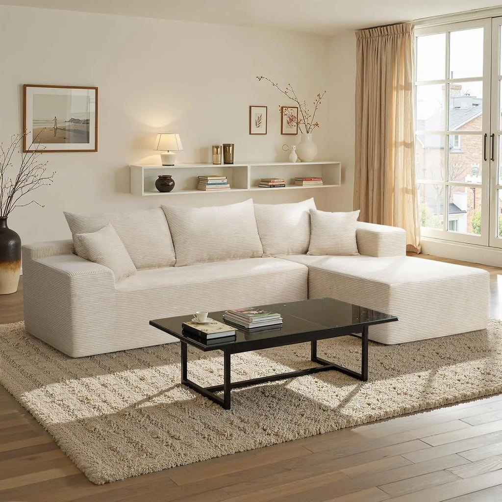 L-Shape Sectional Sofa with Chaise Deep Seat Modular Box Living Room No Assembly Customized