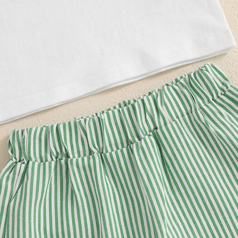 Toddler Boy Easter Bunny Carrot Print Short Sleeve T-shirt and Plaid Shorts Set for Spring Holiday Outfit