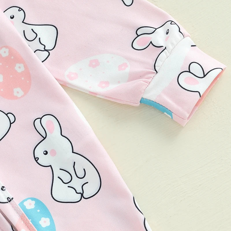 Toddler Girl 2Pcs Spring Outfits Short Sleeve Round Neck Floral Print Romper with Bow Headband Set Infant Clothing for Easter