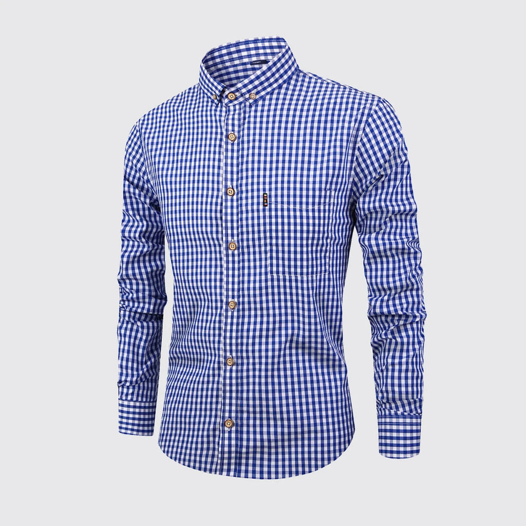 Men'S Single Breasted Checkered Shirt Men Shirts Fall And Winter Men Shirts Breathable Cotton Long Sleeved Camisa Masculina