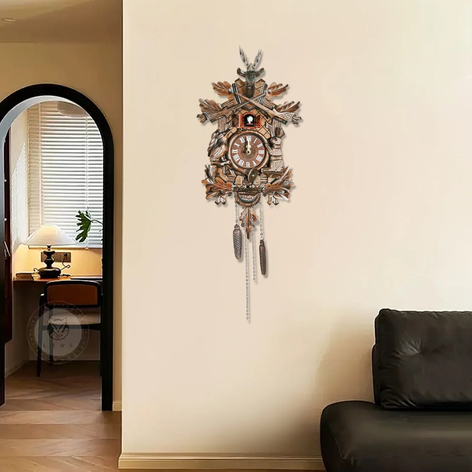 Forest Nordic Style Retro Cuckoo Wall Clock Wall Clock Cuckoo Wall Clock Wooden Hanging Wall Clock Bird Clock tea room parlor