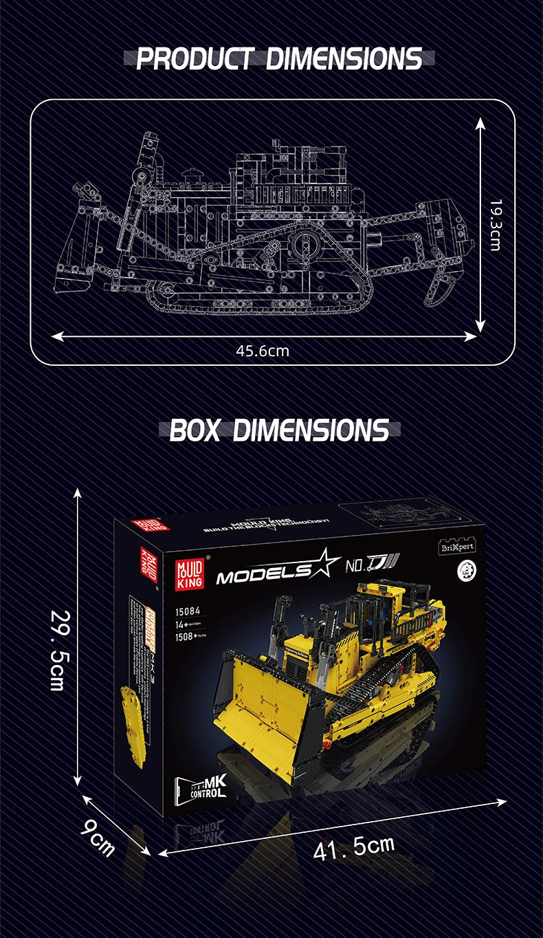 Mould King 15084 Technical Car Toys The APP RC Control D11 Bulldozer Building Block Assembly Truck Brick Set Kids Christmas Gift